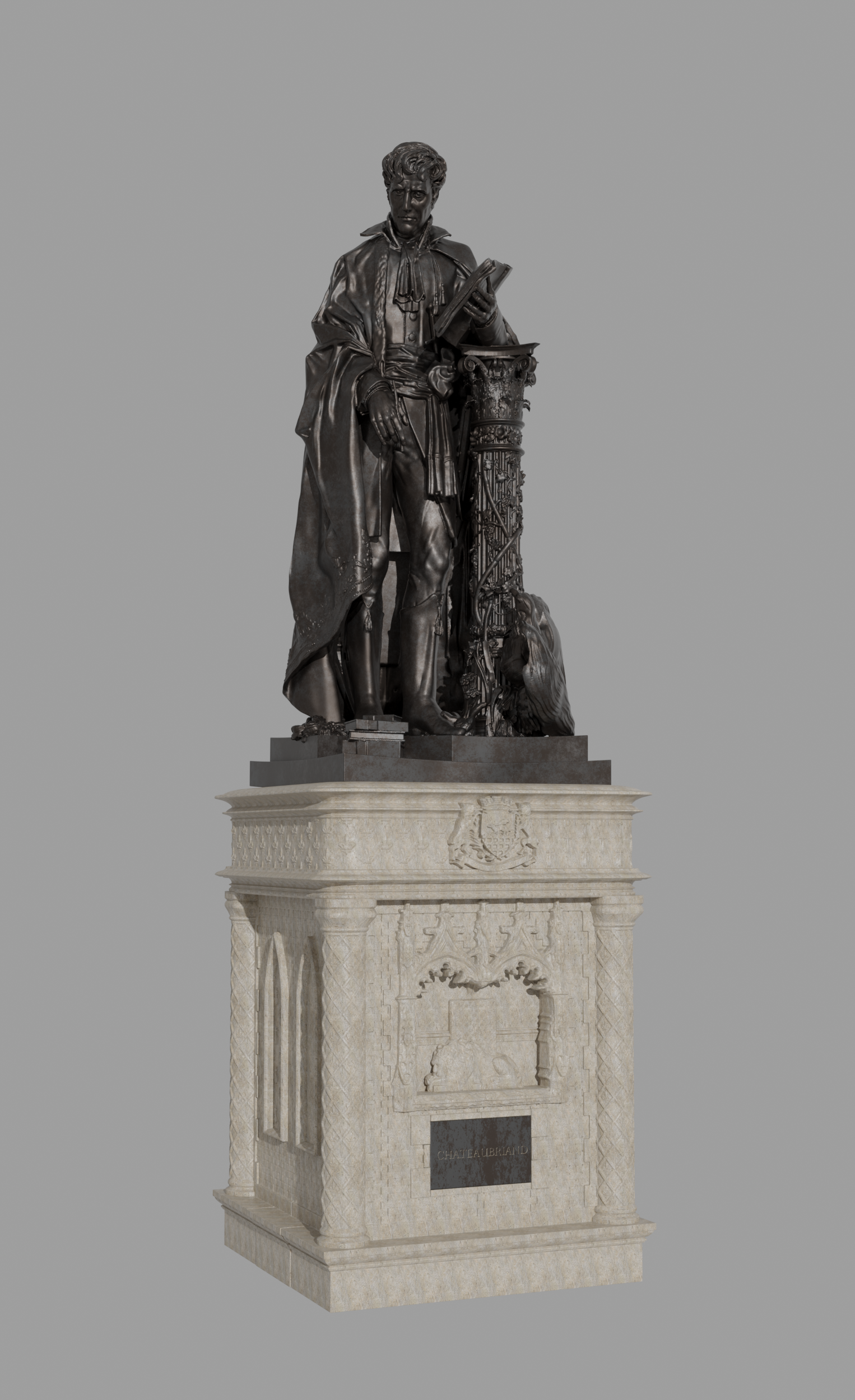 Chateaubriand — vue d'ensemble bronze sur socle
